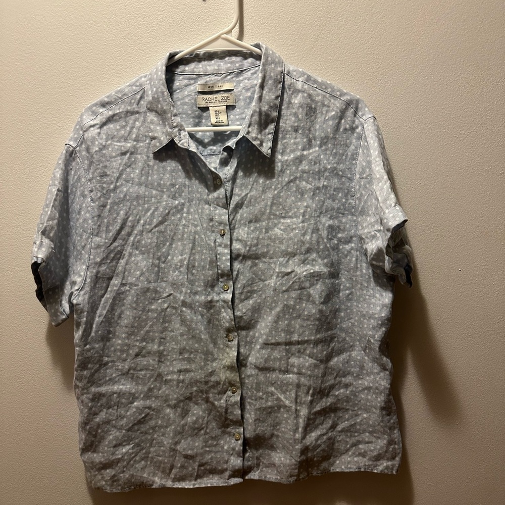 Rachel Zoe Light Blue Patterned Casual Shirt
